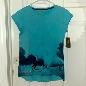 Carhartt Girls XL (14) short sleeve T-shirt with running horses.